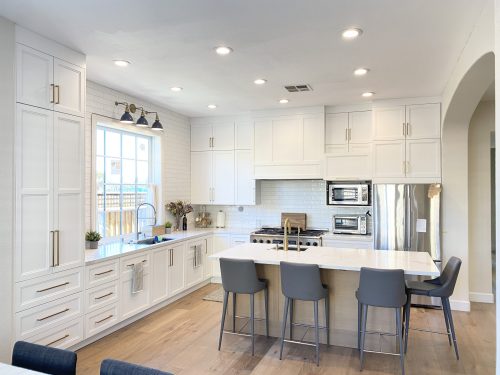 step shaker doors painted extra white IKEA cabinet refacing Scherrs
